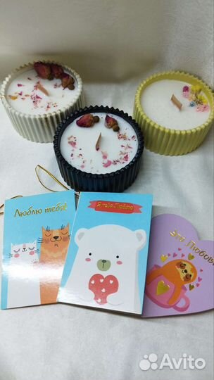 Арома свечи ручной работы в гипсовом подсвечнике