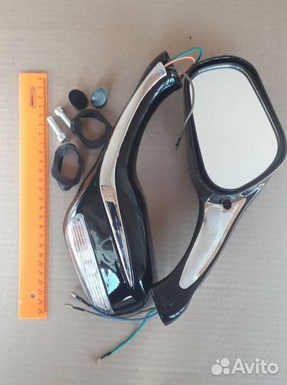 Зеркала (070) пласт. объемные черные,поворотник