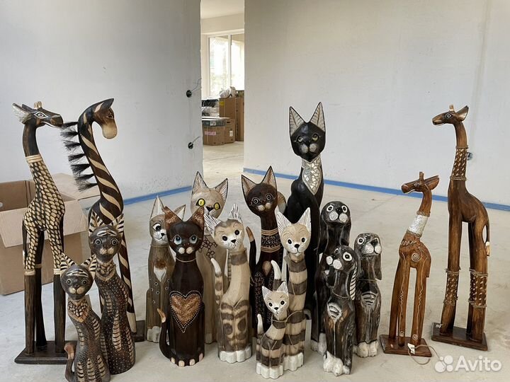 Статуи животных из дерева, фигуры животных