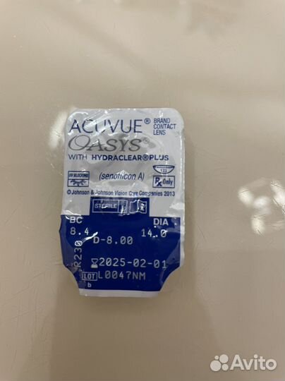 Линзы контактные acuvue oasys hydraclear -8