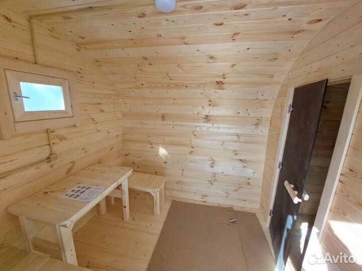 Баня бочка 6 м: парилка + помывочная + комната