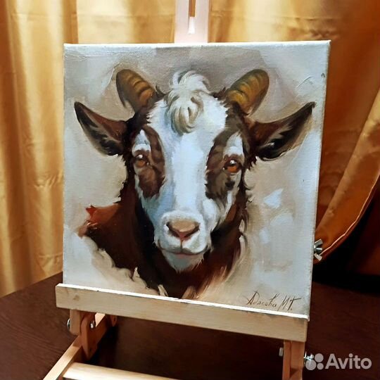 Картина маслом, портрет козника, 30х30см, живопись