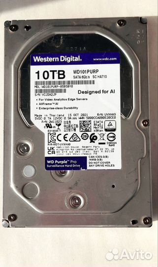 Жесткий диск PRO sata-III 10T WD101purp Purple Pro