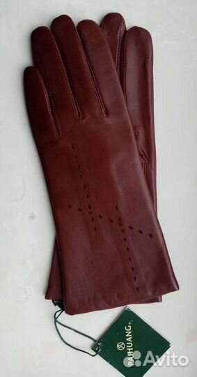 Перчатки женские кожаные коричневые 7 размер