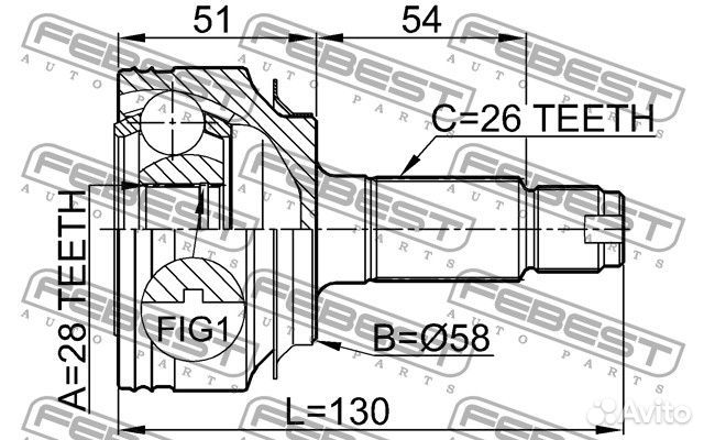 Шрус наружный 28x58x26