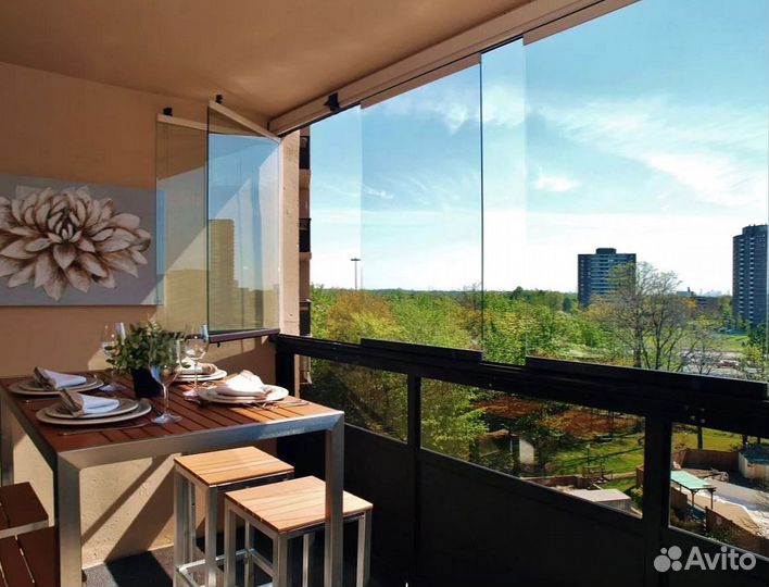 Безрамное остекление террасы, веранды, беседки