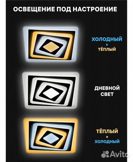 Люстра потолочная светодиодная с пультом. Новая