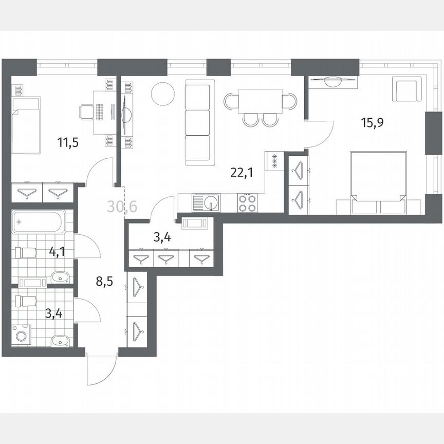 2-к. квартира, 69 м², 9/12 эт.