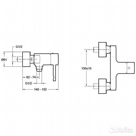 E45533-CP cuff смеситель для душа