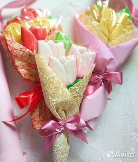 Букет из пряников и безе.Зефир