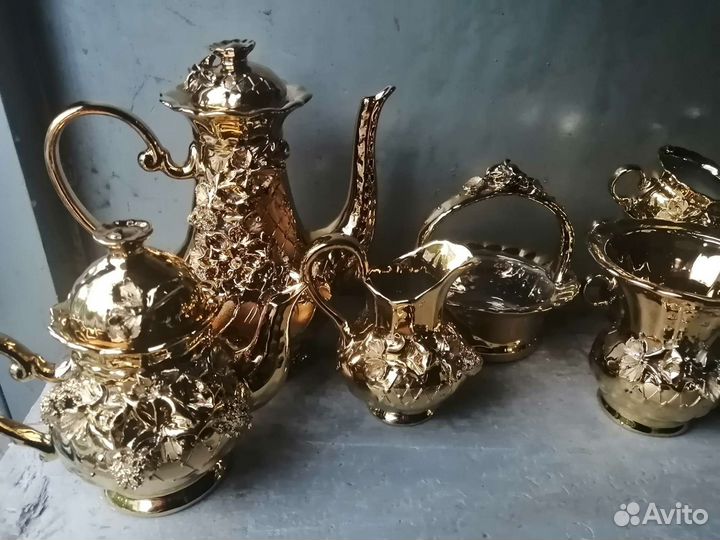 Чайный сервиз золотая роза