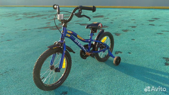 Велосипед детский 16 синий 4 колеса Stern Rocket