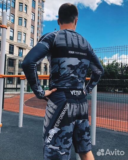 Комплект Рашгард Шорты Тайтсы Venum Tactical Grey