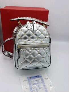 Новый рюкзак Валентино серебристый