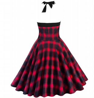 Платье клёш в клетку с открытой спиной