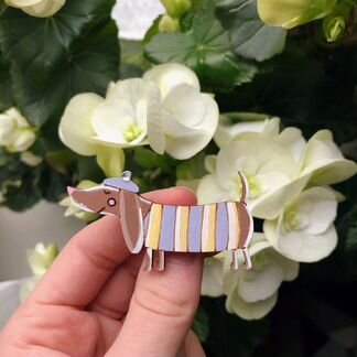 Деревянный значок ручной работы Такса