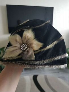 Шапка из замша с мехом нерпа р.55-57