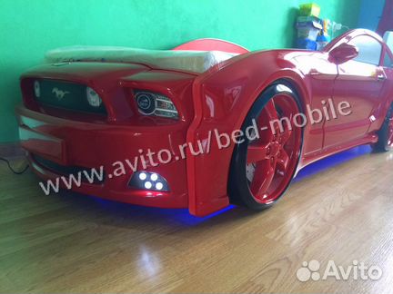 Кровать машина Мустанг 3D красный