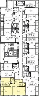 2-к квартира, 69 м², 16/25 эт.