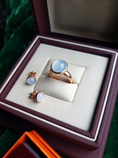 Золотой гарнитур с халцедоном. Швейцарского ювелир