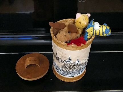 Шкатулка, береста с игрушками, подарок