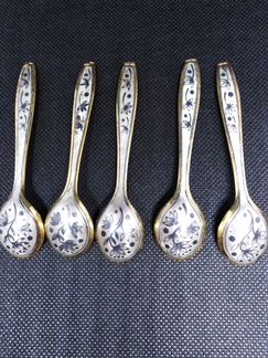 Серебро. Шесть кофейных ложек. Северная чернь