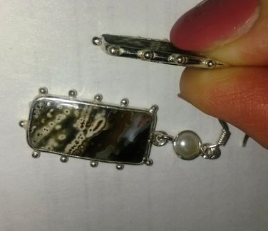 Серьги с океанический яшмой серебро 925