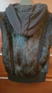 Меховой жилет Pellessimo Paris с капюшоном М