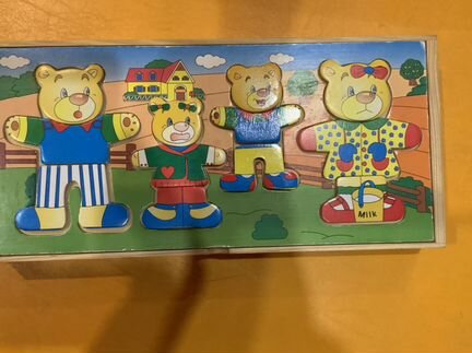 Пазл деревянный одень мишек