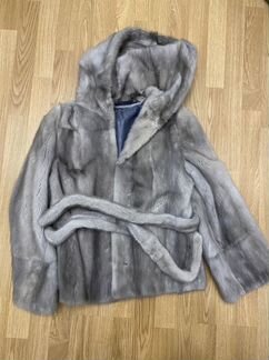 Шуба норковая короткая с капюшоном