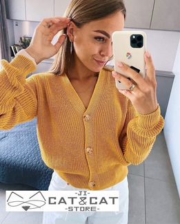 Шикарная удобная вязанная шерстяная кофта новая