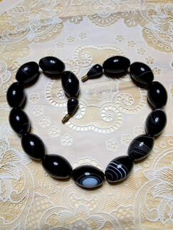 Бусы из черного агата