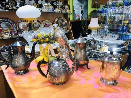 Чайник металл серебрение эбонитовая ручка Англия