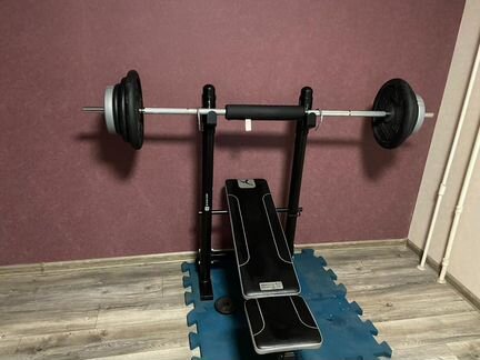 Стойка для штанги и штанга с блинами