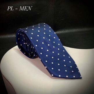 Галстук в горошек новый синий