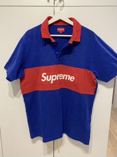 Supreme S/S Rugby Shirt Box Logo Polo Red Blue