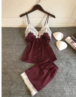 Пижама бордовая M, L новая