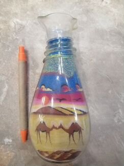 Бутылочка с рисунком из песка