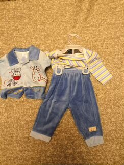 Новый велюровый костюмчик-тройка 3 - 6 мес