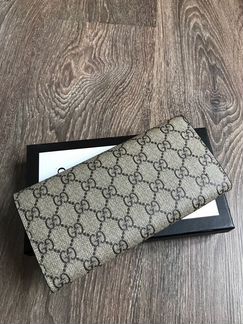 Кошелек Gucci supreme с бульдогом канвас / кожа