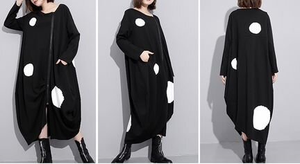 Плюсайз Необычное платье в горох