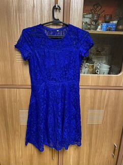 Платье кружевное синее