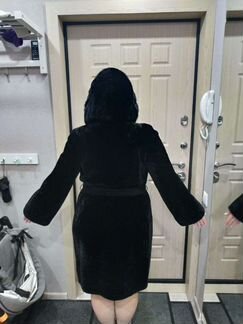 Мутоновая шуба с капюшоном 48-50 р