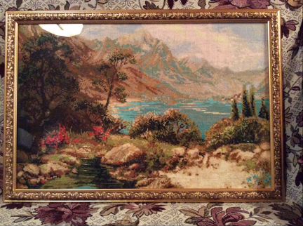 Картина вышитая крестом Горное озеро