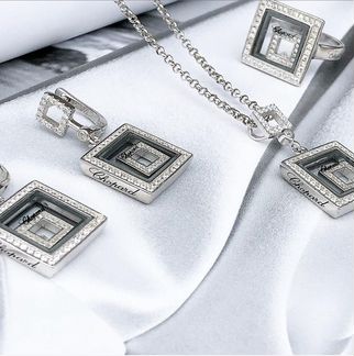 Chopard комплект квадрат серебро