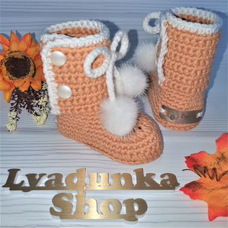 Сапожки Пинетки норка Ручная работа Новые