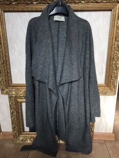 Пальто халат шерсть серое Zara