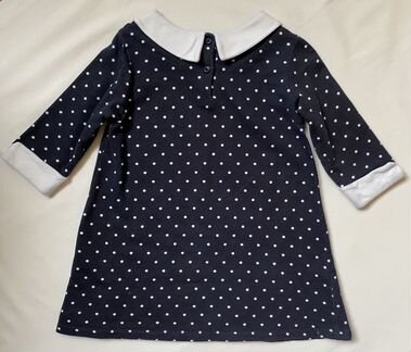 Платье синее в белый горошек, 104 см