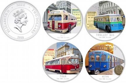Монеты Городской транспорт, Ниуэ 2010г., серебро