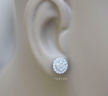 Золотые серьги с бриллиантами 1 ct